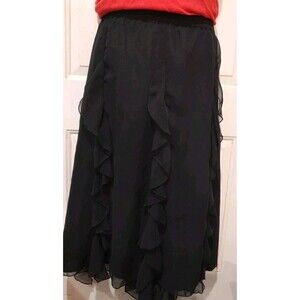 VTG Womens Skirt, Anthony Original Black, Ruffles,  Elastic Waist Long   3X NWT